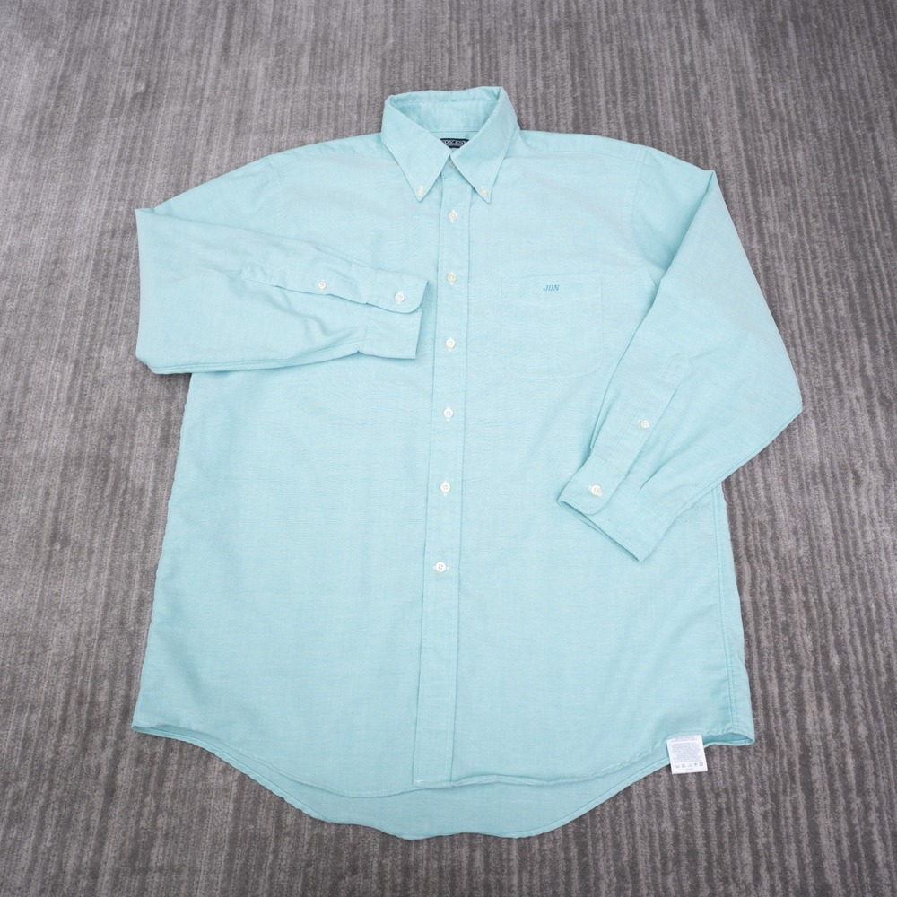 Lands End Oxford Shirt Mens 16.5-32 Blue Excellent Monogrammed Long Sleeve